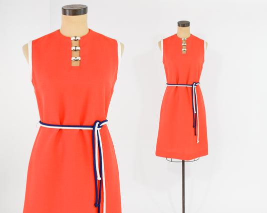 1960s Orange Shift Dress Medium