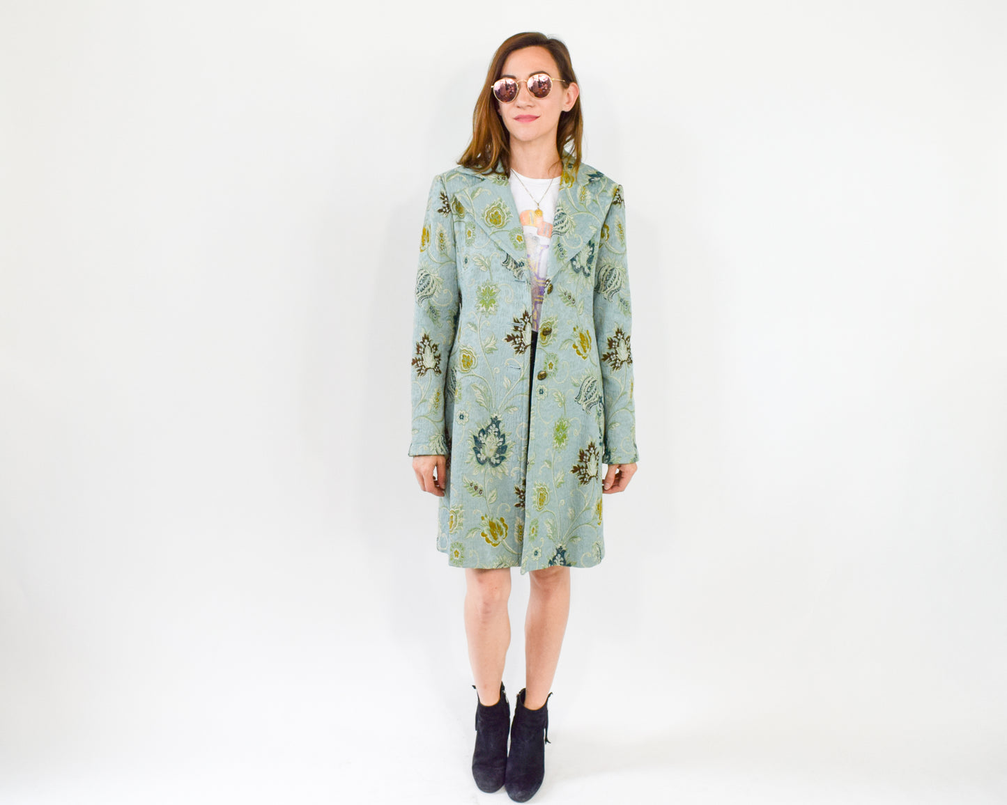 1990s Blue Tapestry Coat, Medium