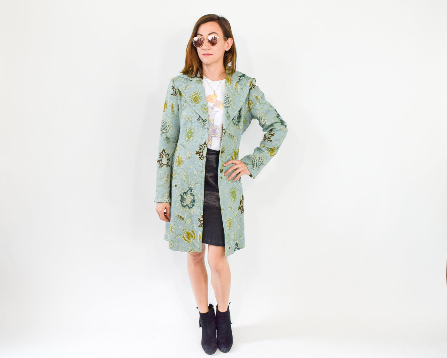 1990s Blue Tapestry Coat, Medium
