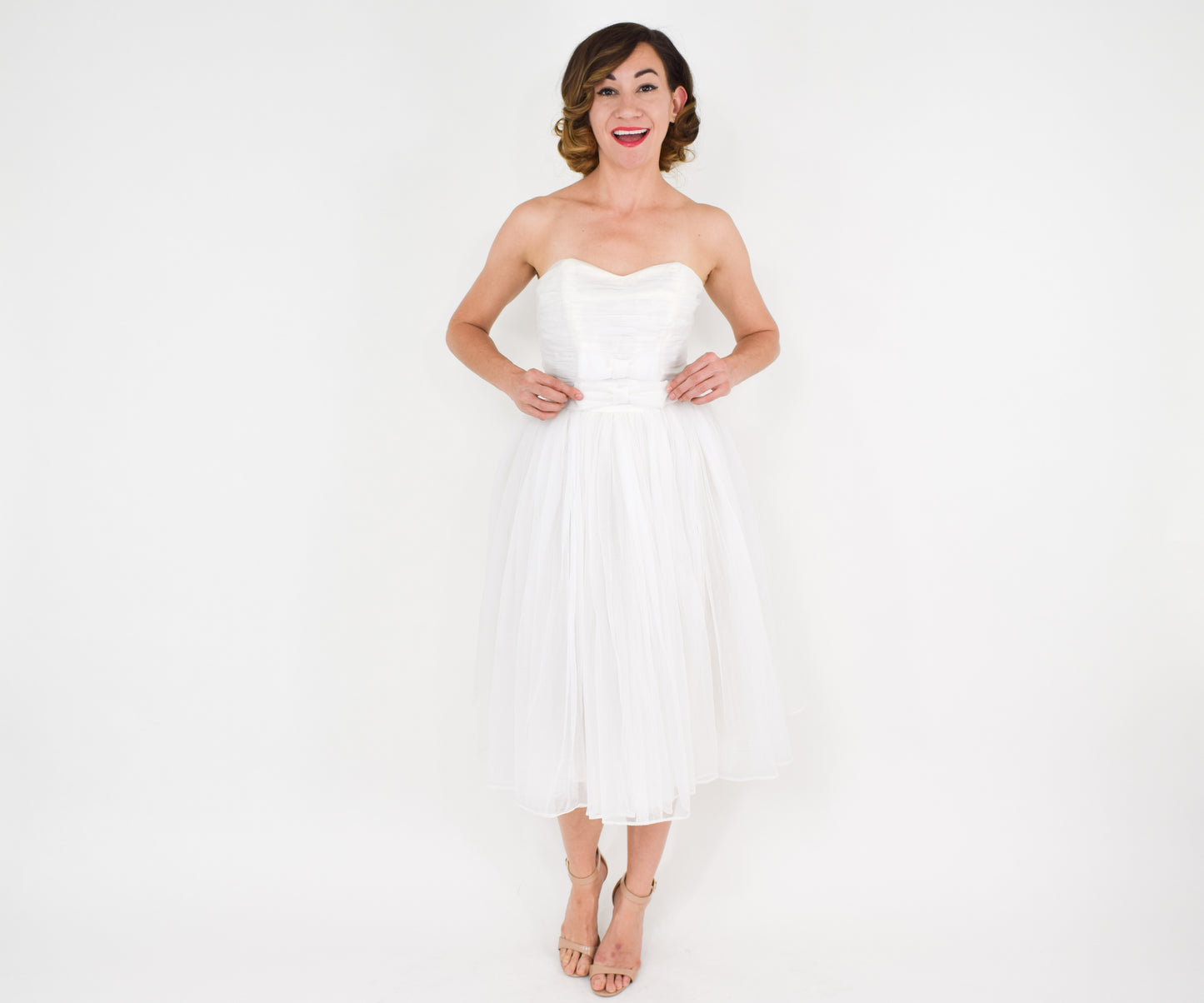 1950s White Tulle Wedding Dress, XXS