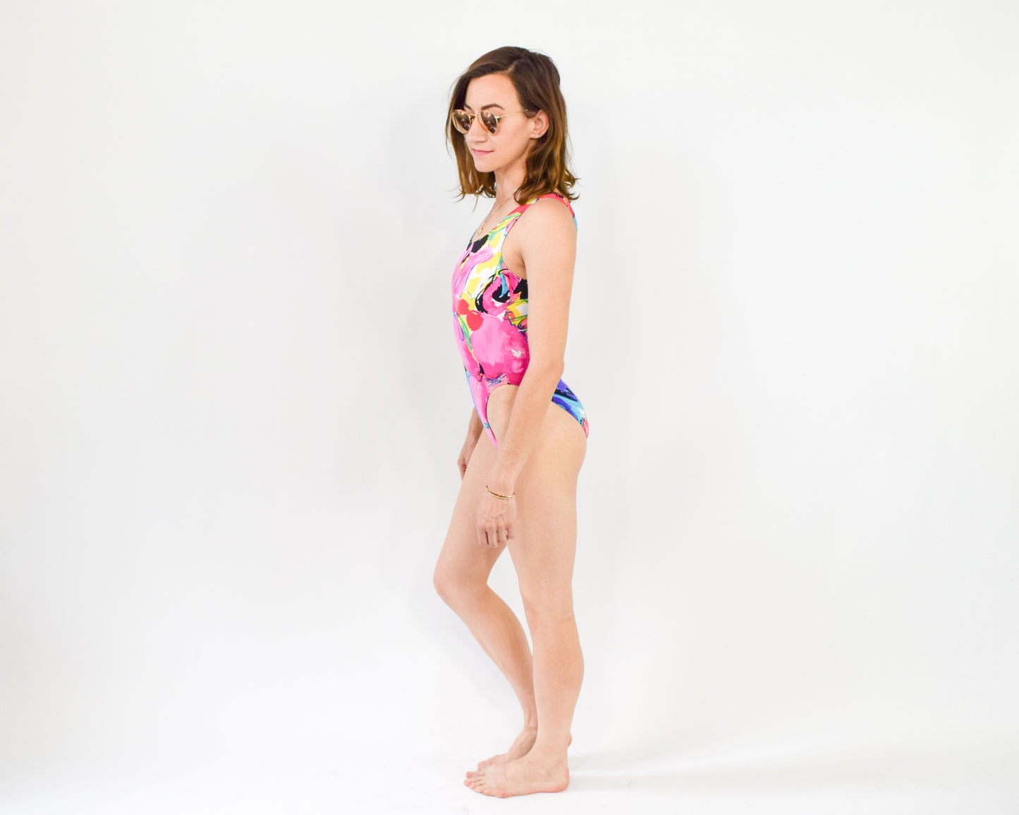 1980s Colorful Swimsuit & Shorts Set, Small