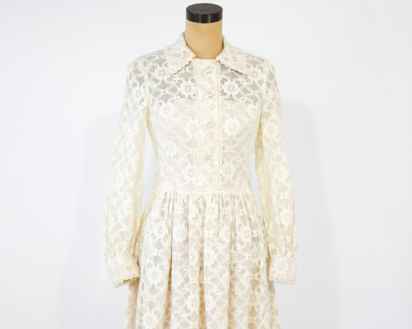 1950s White Lace Dress Small