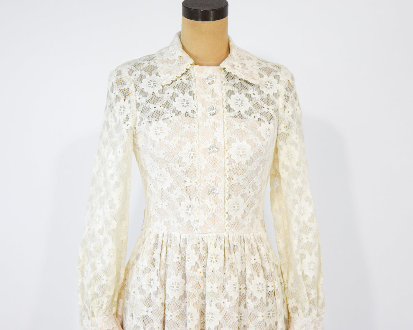 1950s White Lace Dress Small