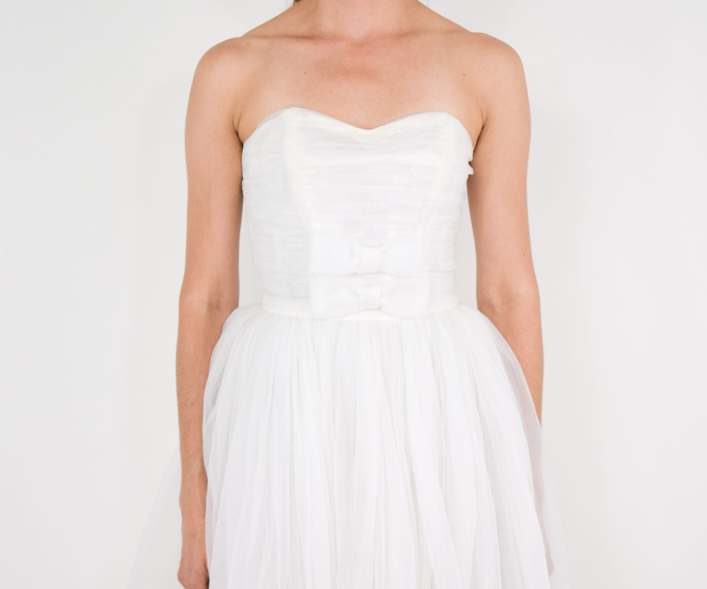 1950s White Tulle Wedding Dress, XXS