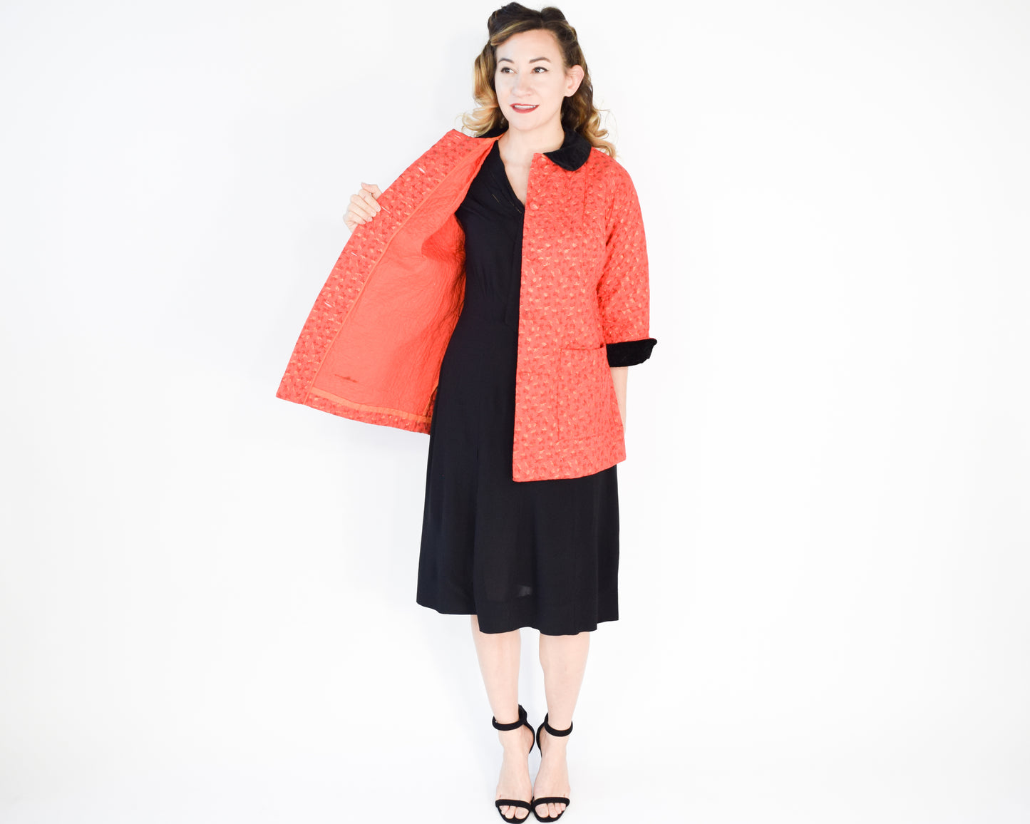 1960s Orange Quilted Cotton Jacket M/L