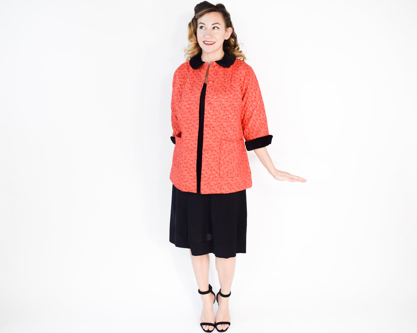 1960s Orange Quilted Cotton Jacket M/L