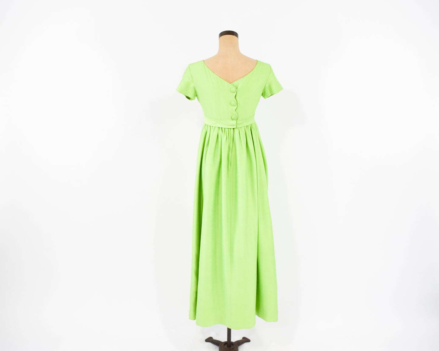 1960s Lime Green Silk Dress Small