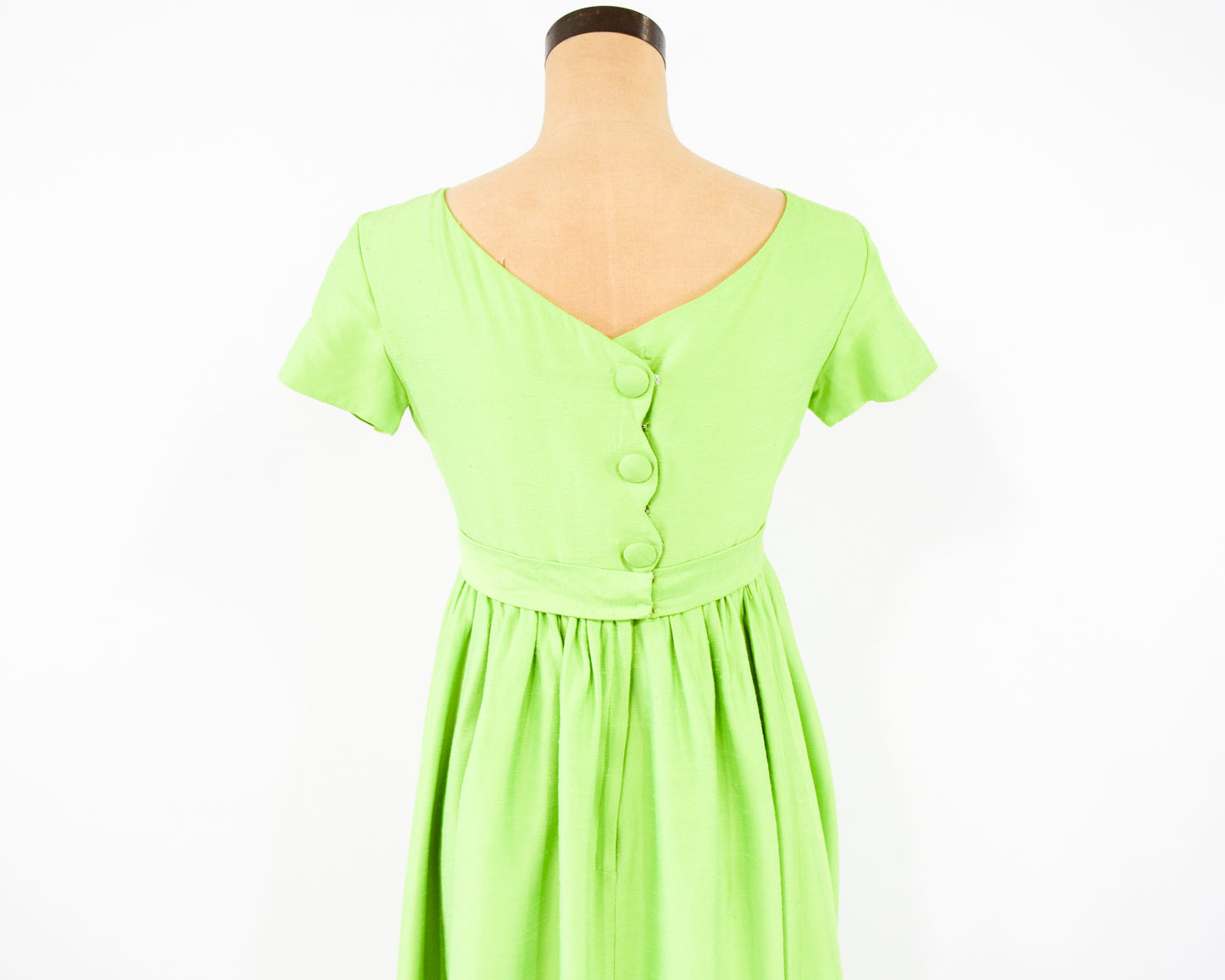 1960s Lime Green Silk Dress Small