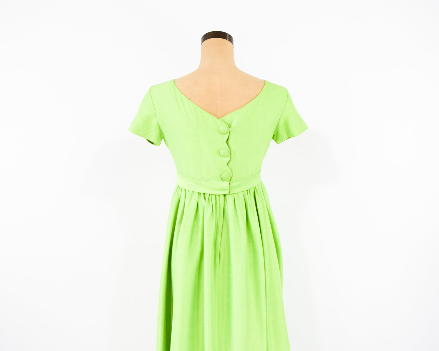 1960s Lime Green Silk Dress Small