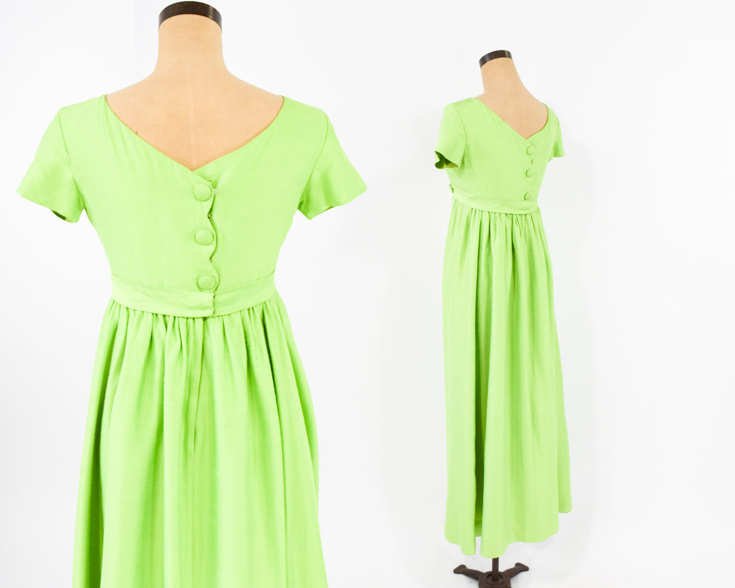1960s Lime Green Silk Dress Small