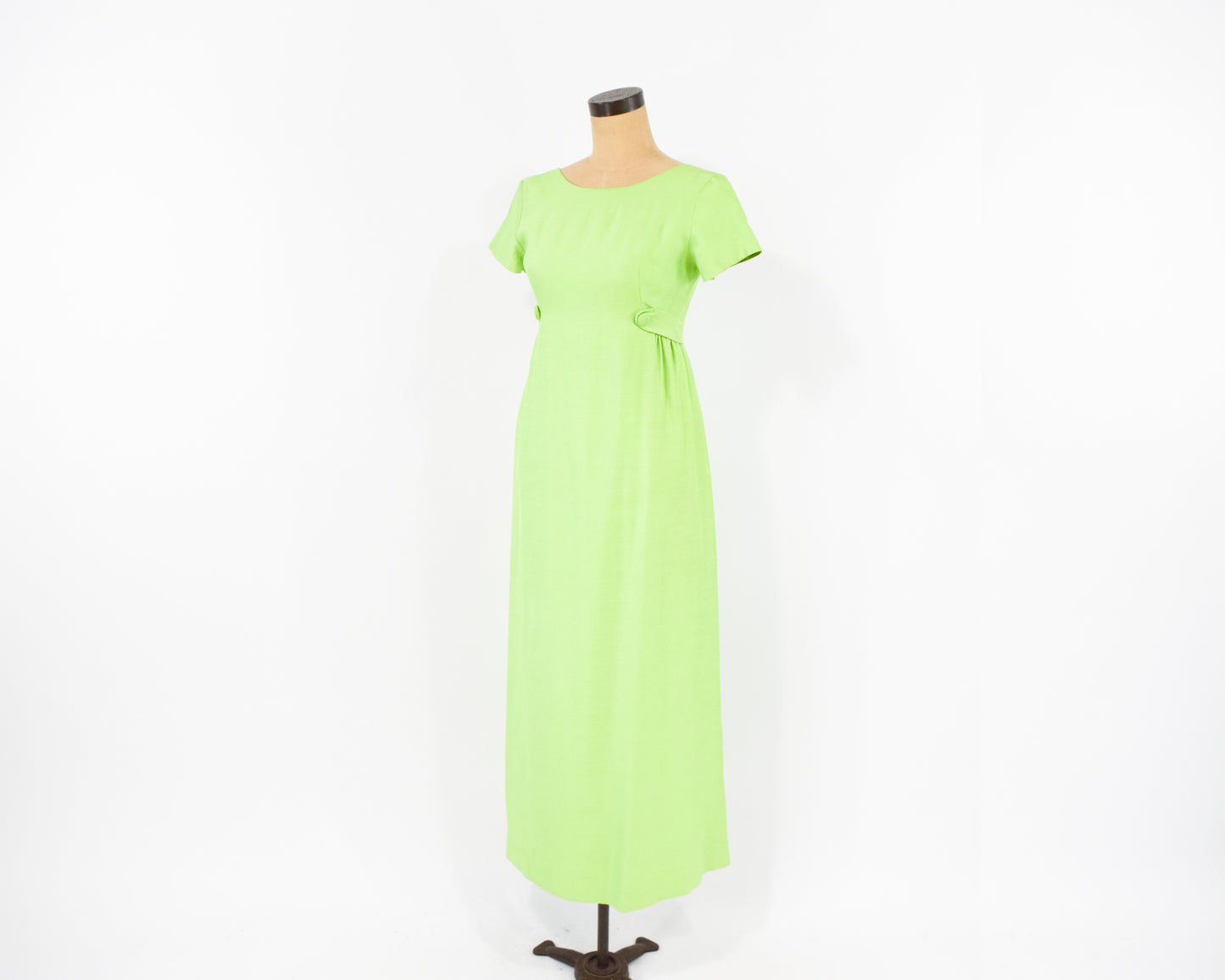 1960s Lime Green Silk Dress Small