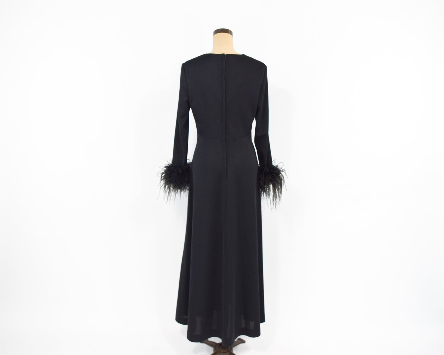 1970s Black Rhinestone Party Dress Medium