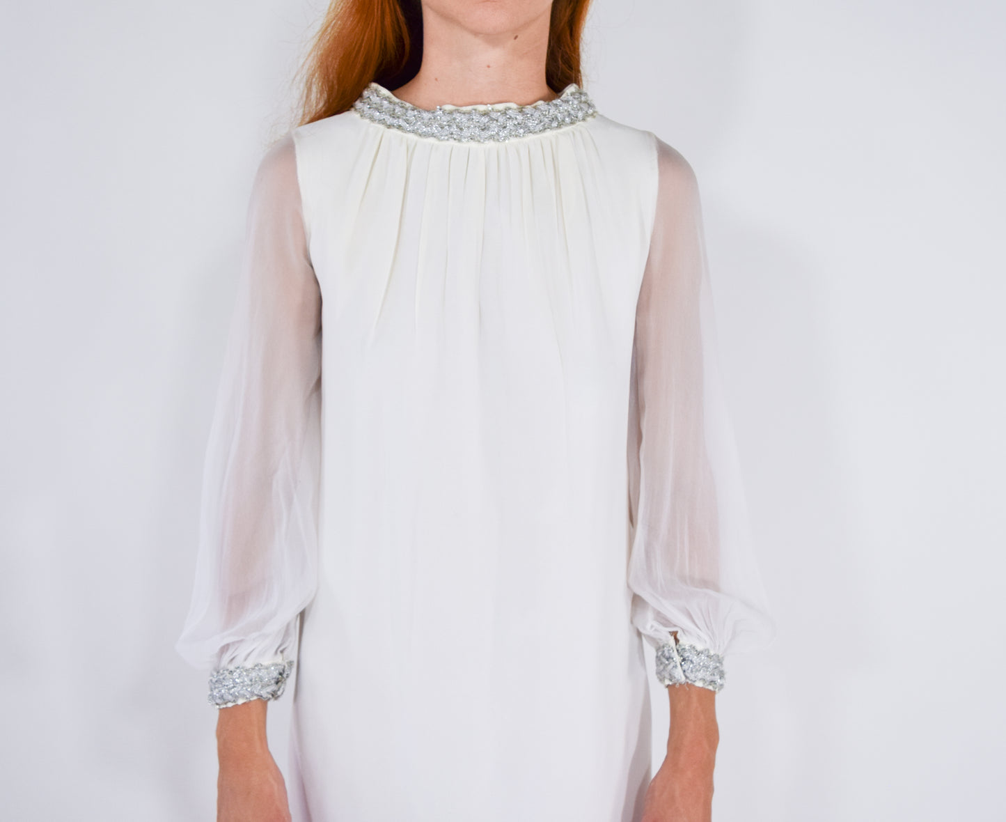 1960s Short White Wedding Dress, Medium