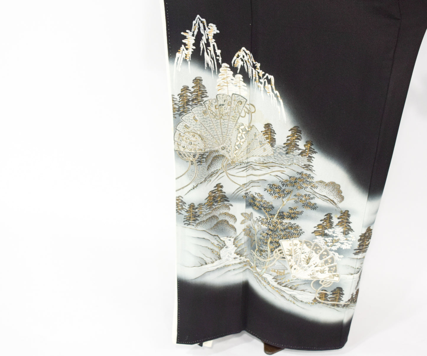 Vintage Kimono Black Silver Embroidered Silk Kimono