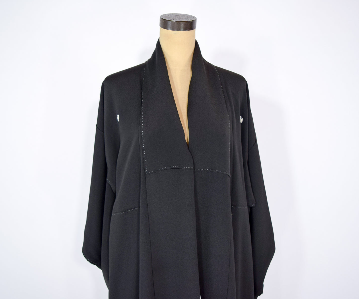 Vintage Kimono Black Silver Embroidered Silk Kimono