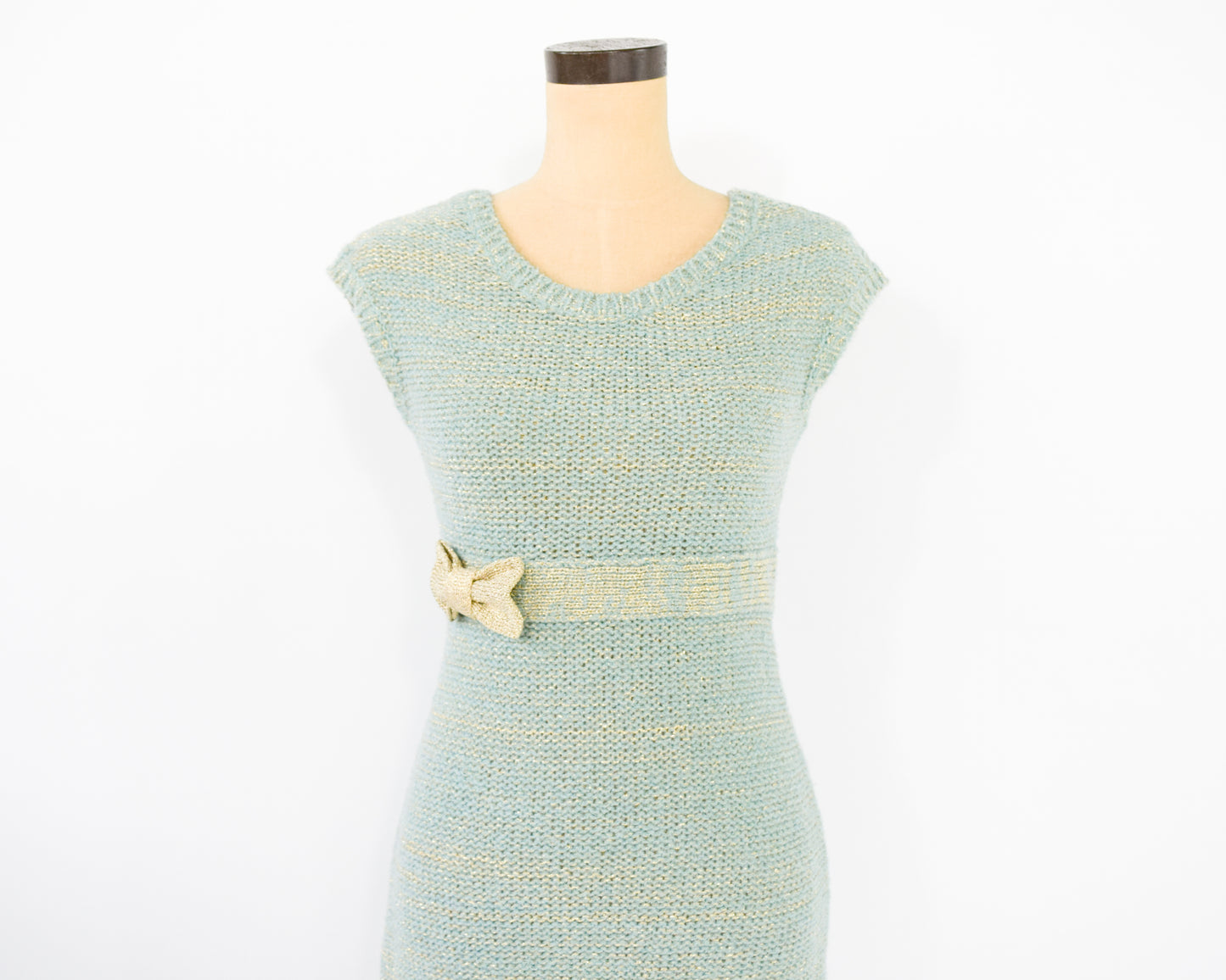 1990s Gold & Mint Knit Dress