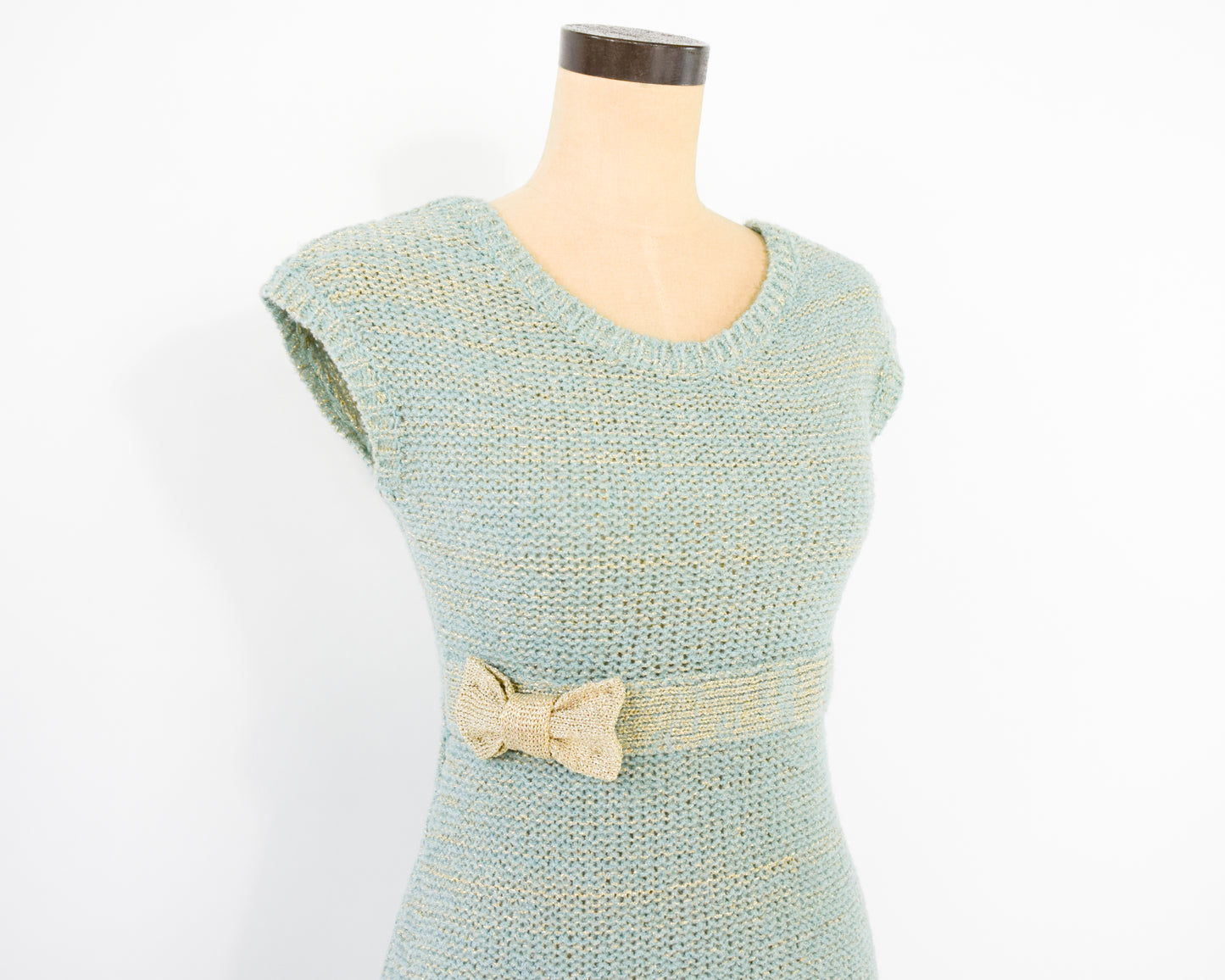 1990s Gold & Mint Knit Dress