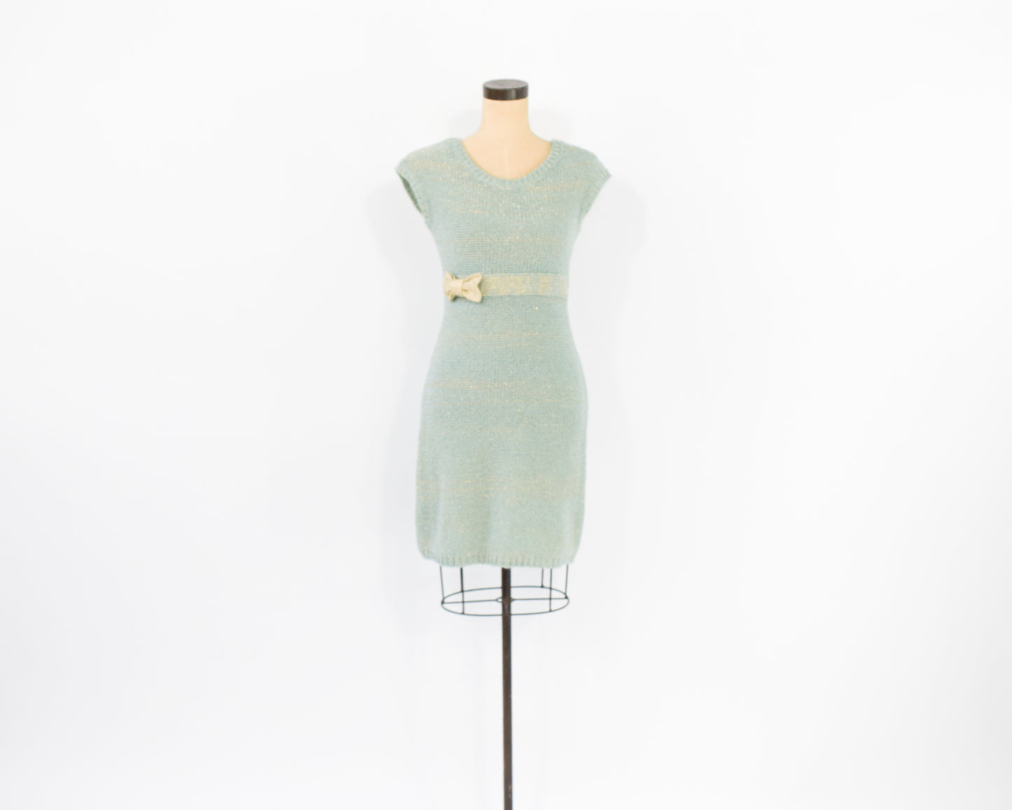 1990s Gold & Mint Knit Dress