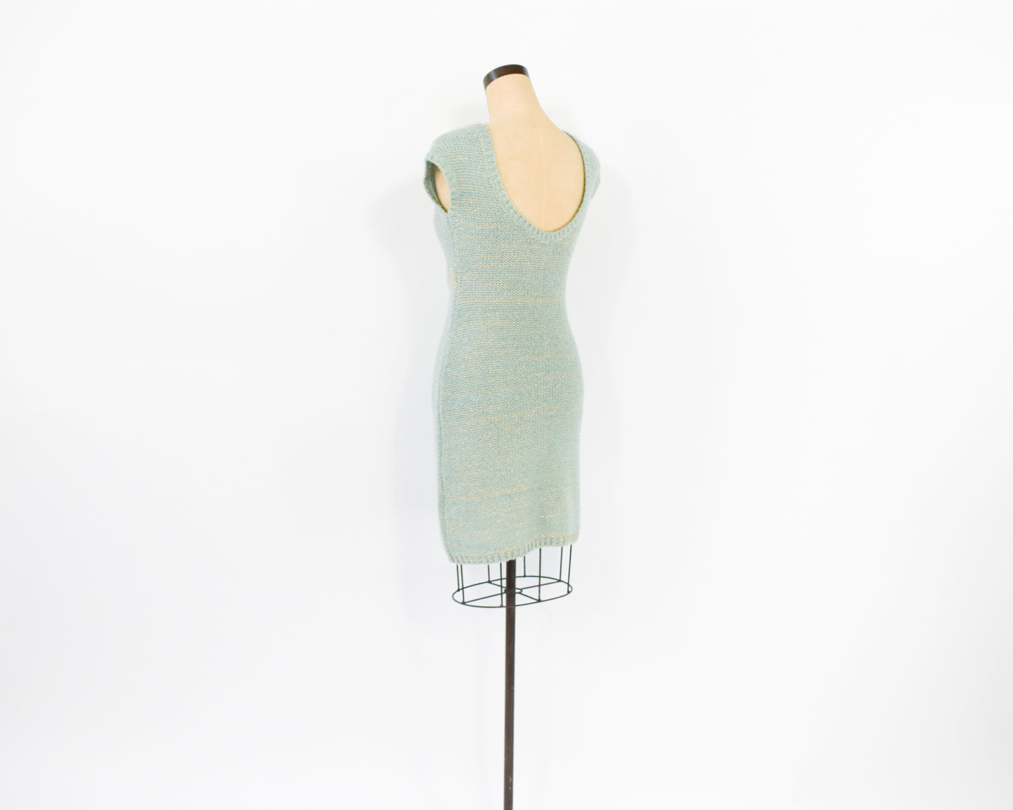 1990s Gold & Mint Knit Dress