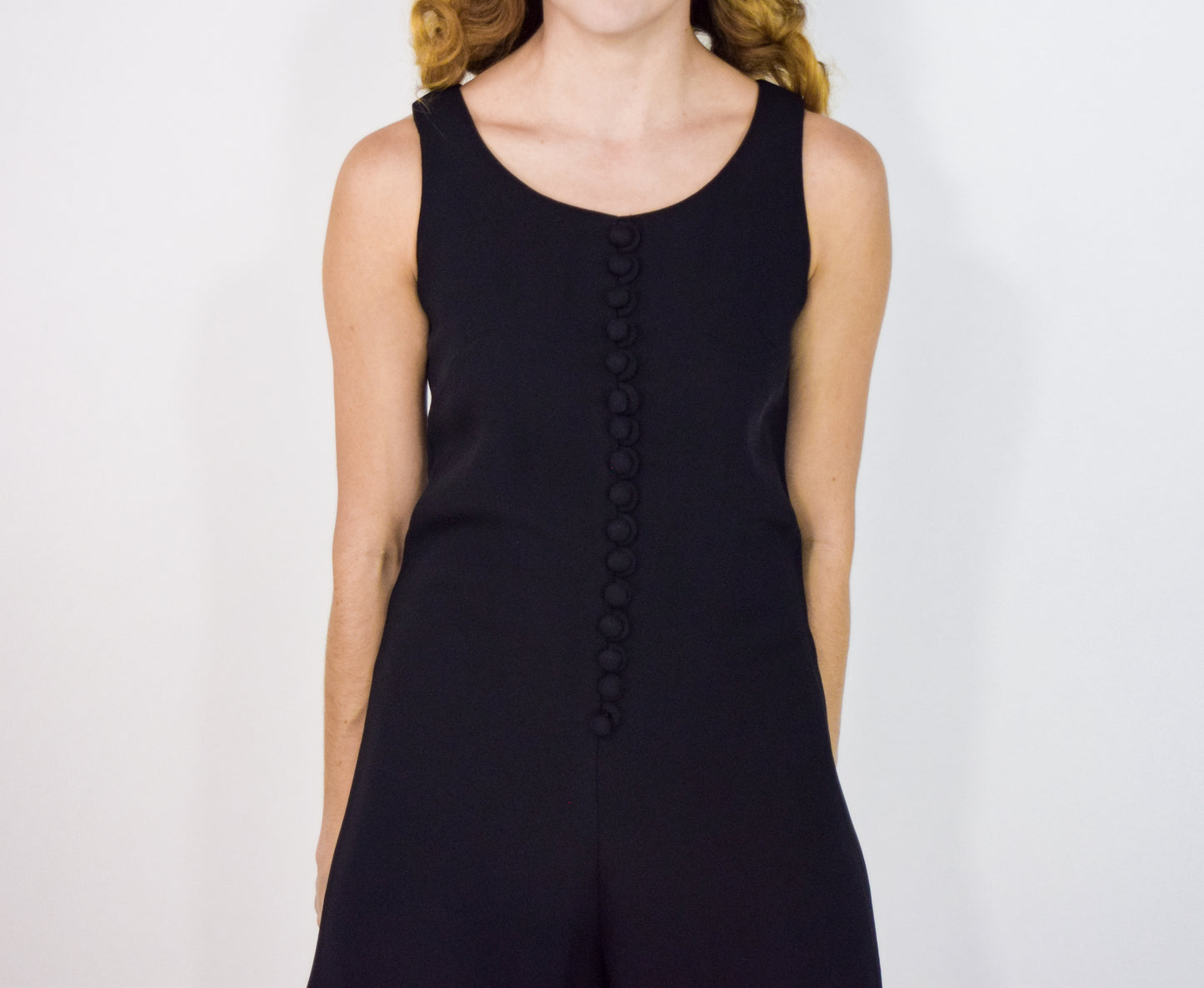 1960s Black Sleeveless Romper Medium