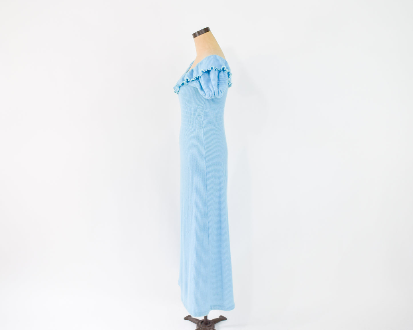 1970s Blue Knit Maxi Dress, Medium