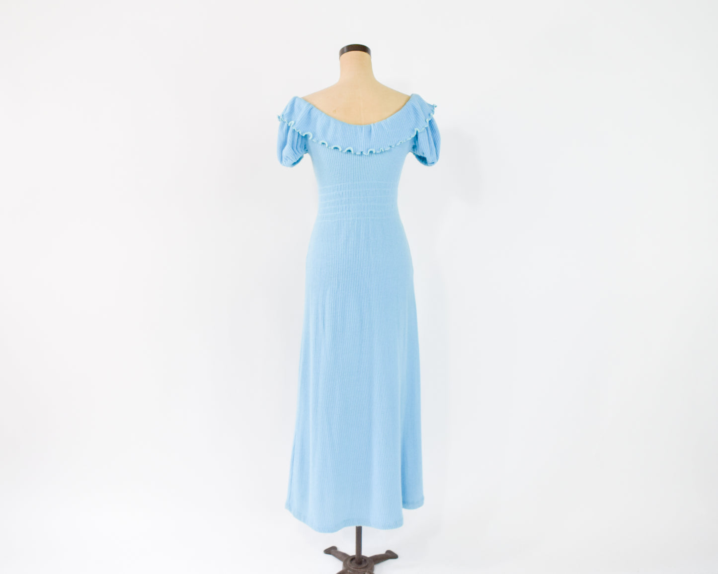 1970s Blue Knit Maxi Dress, Medium