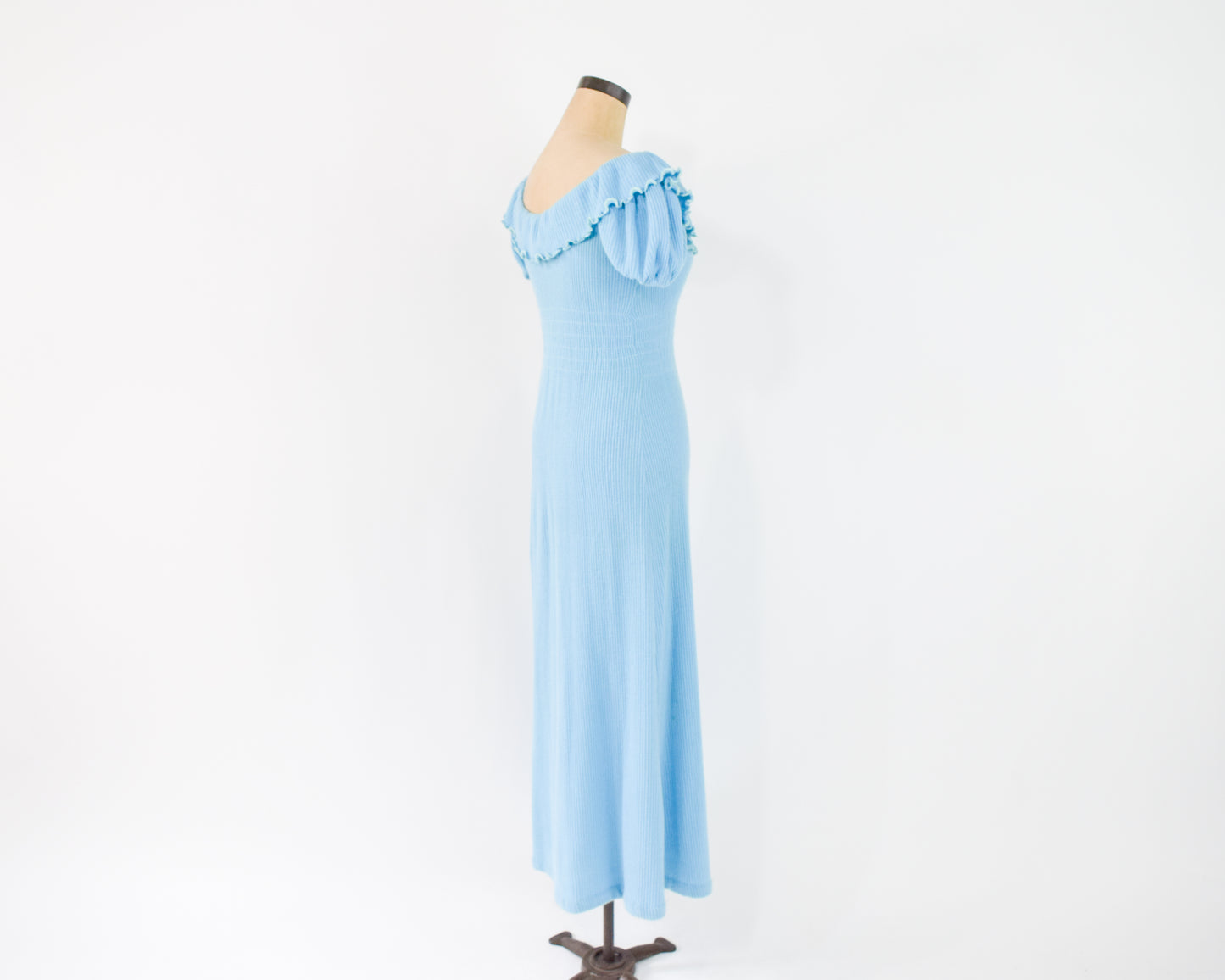 1970s Blue Knit Maxi Dress, Medium