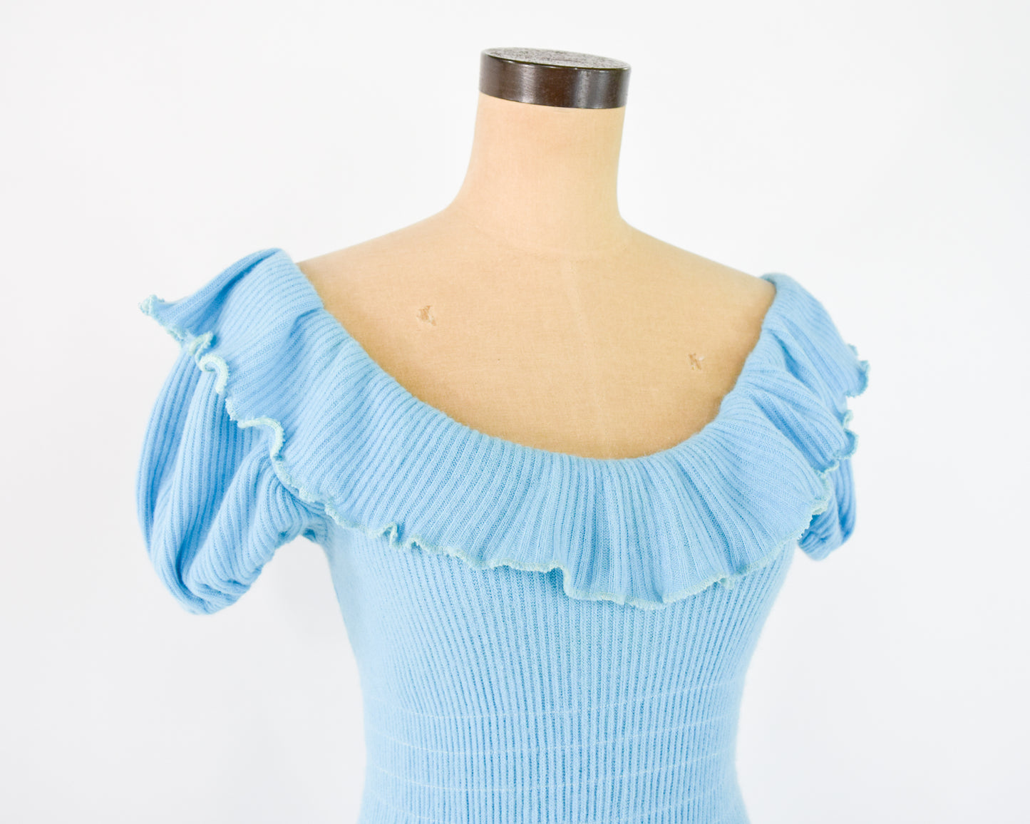 1970s Blue Knit Maxi Dress, Medium