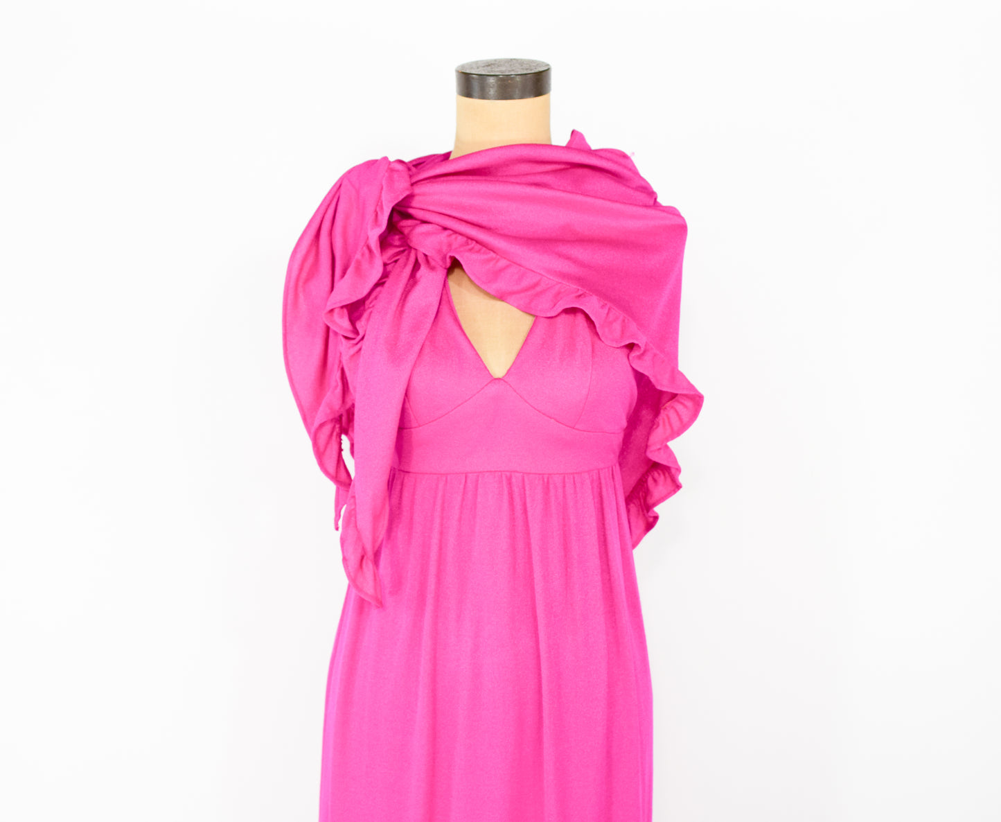 1970s Fuchsia Pink Halter Dress Small