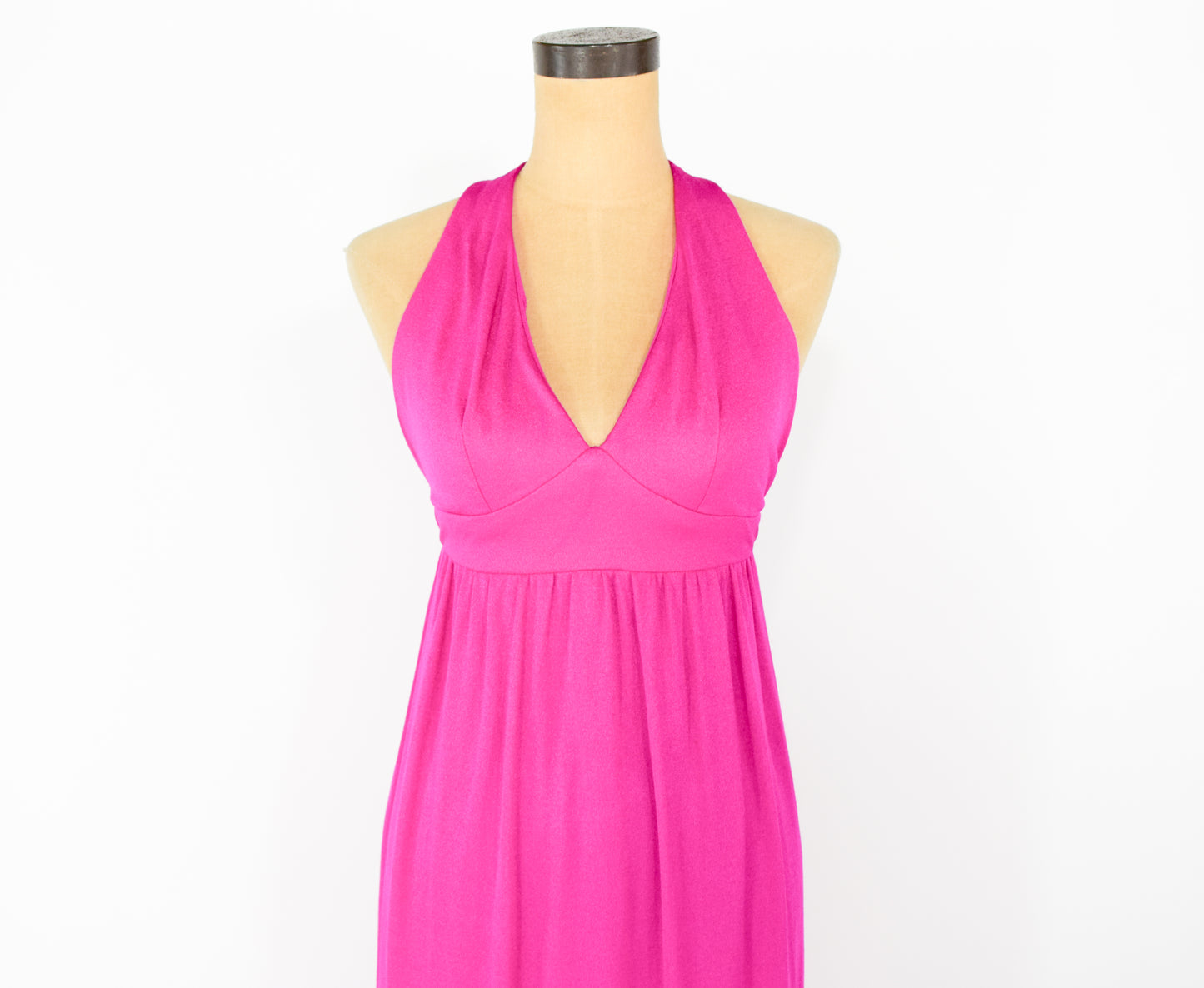 1970s Fuchsia Pink Halter Dress Small