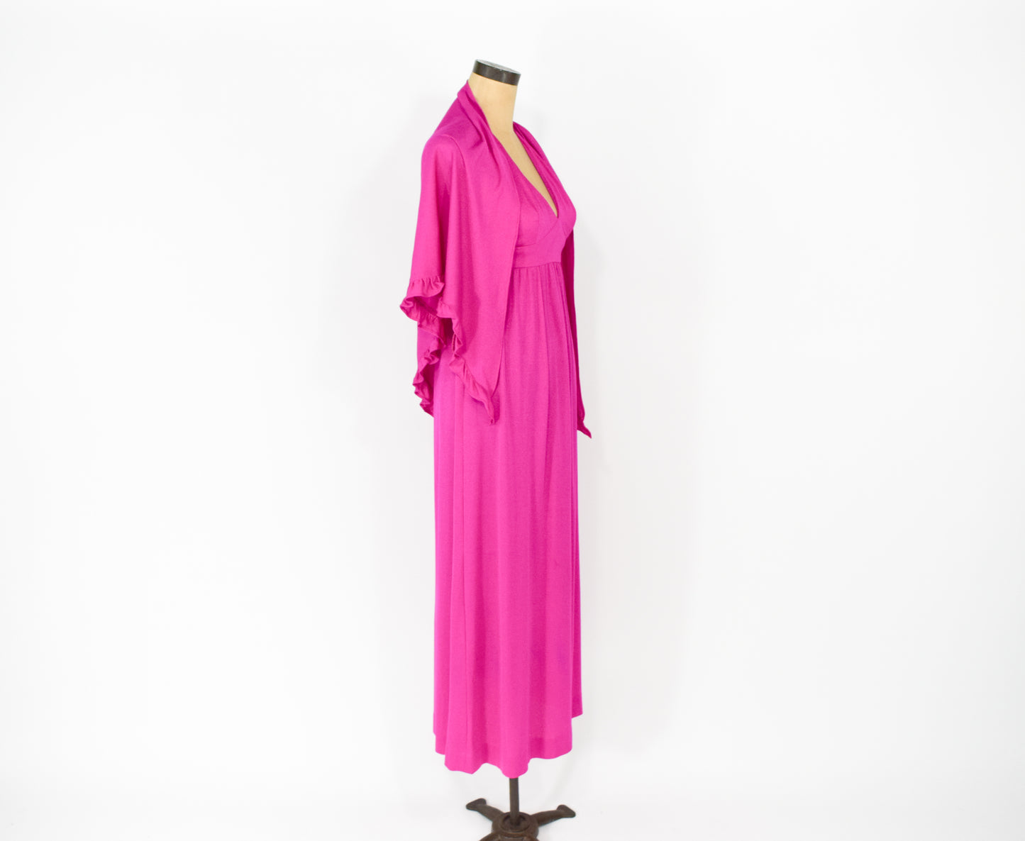 1970s Fuchsia Pink Halter Dress Small