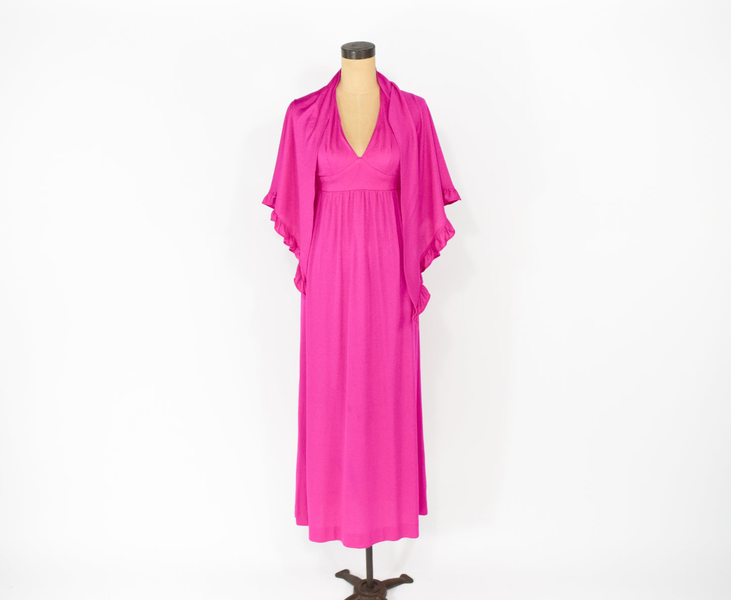 1970s Fuchsia Pink Halter Dress Small