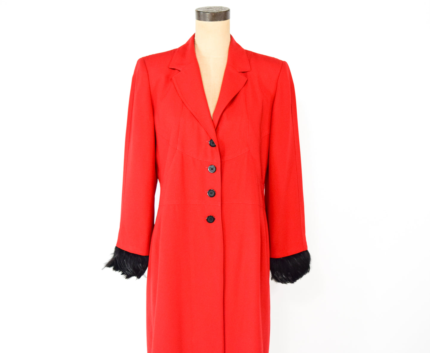 1990s Long Red Feather Coat Large