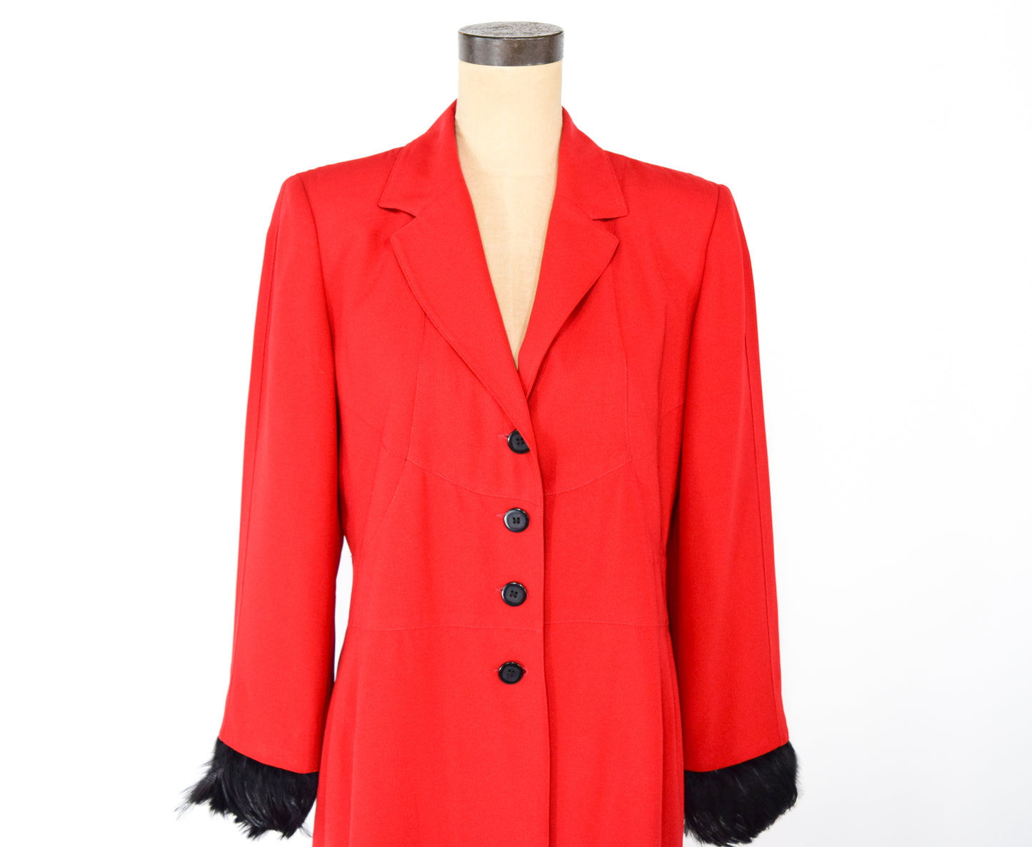 1990s Long Red Feather Coat Large