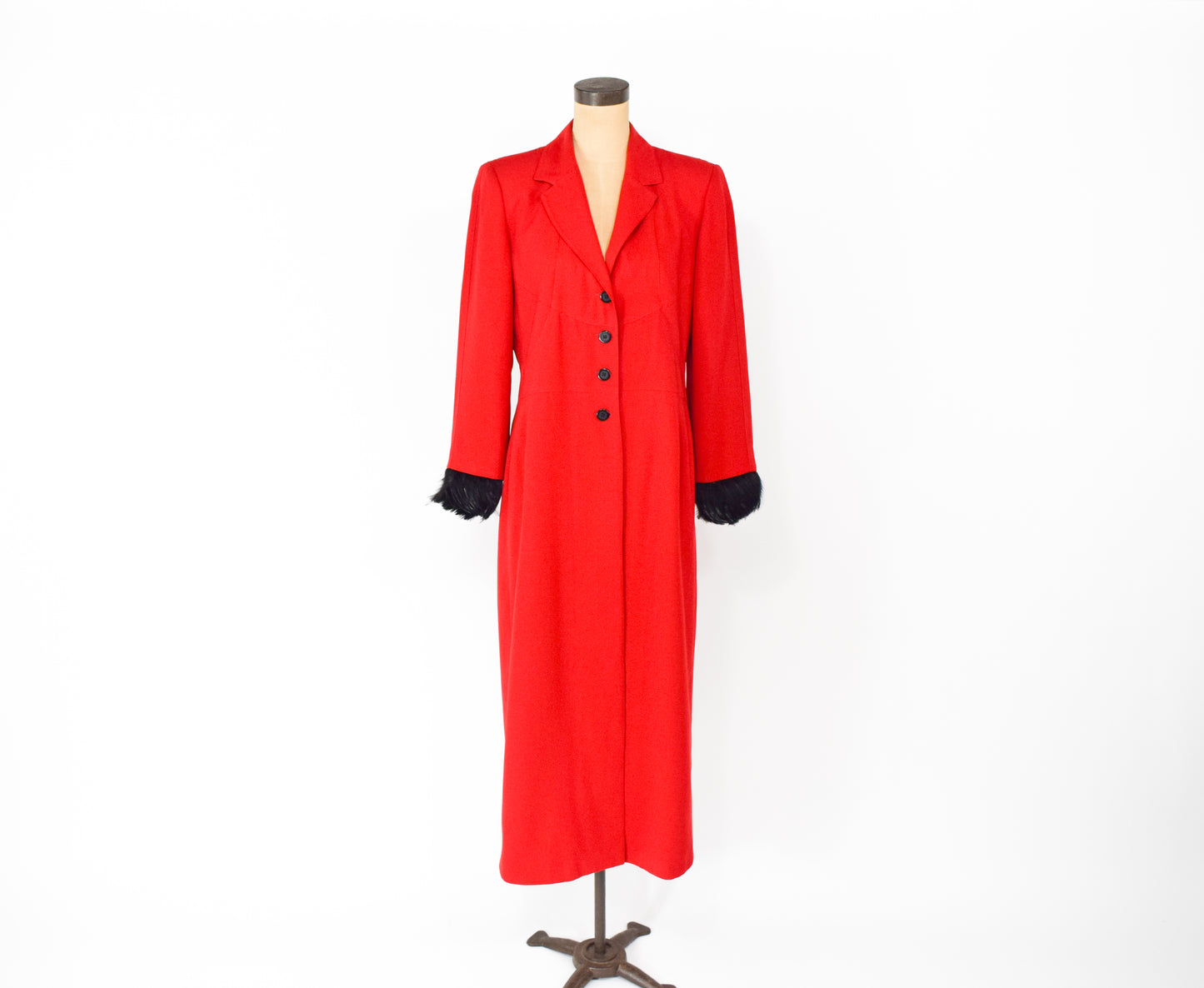 1990s Long Red Feather Coat Large