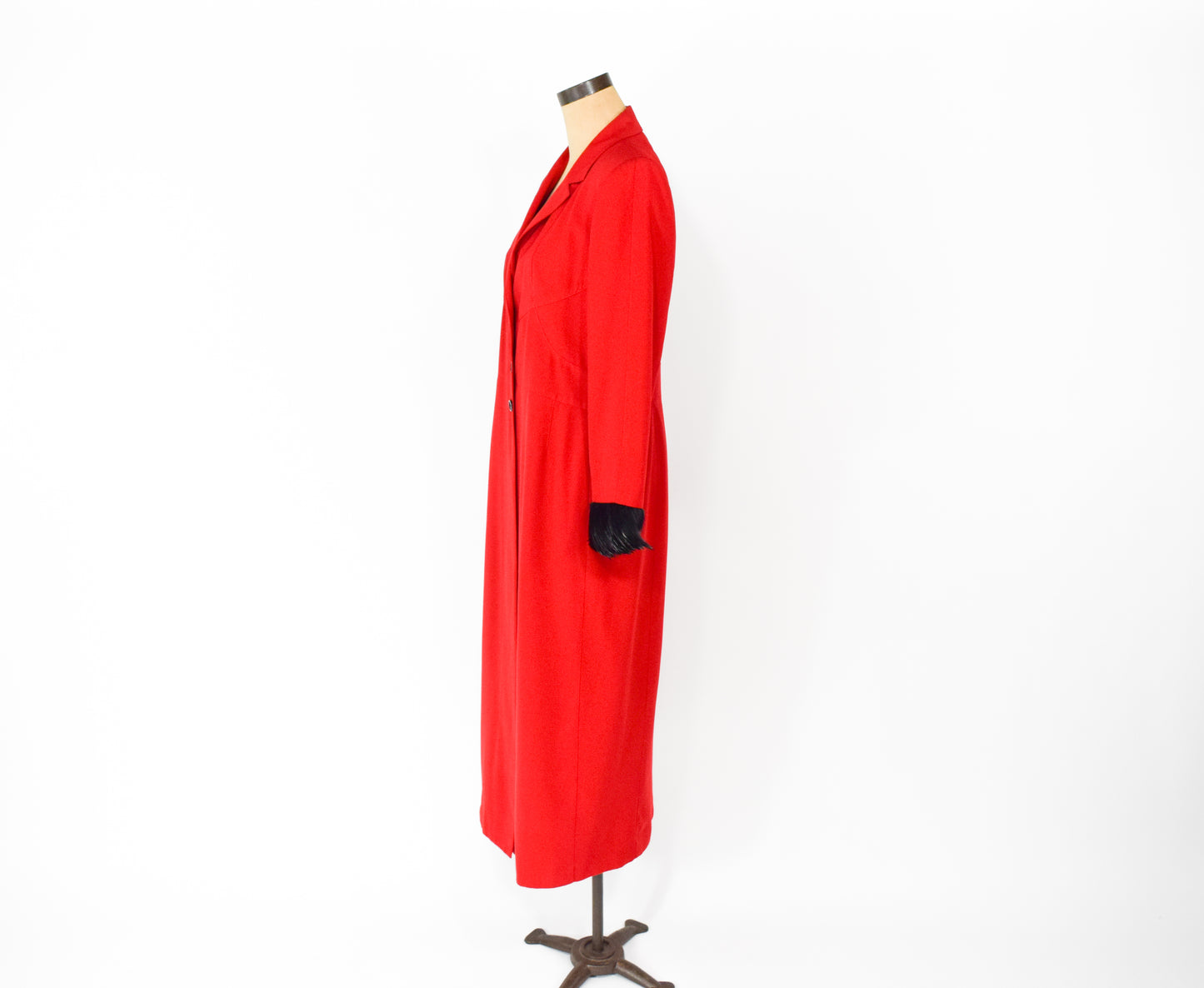 1990s Long Red Feather Coat Large