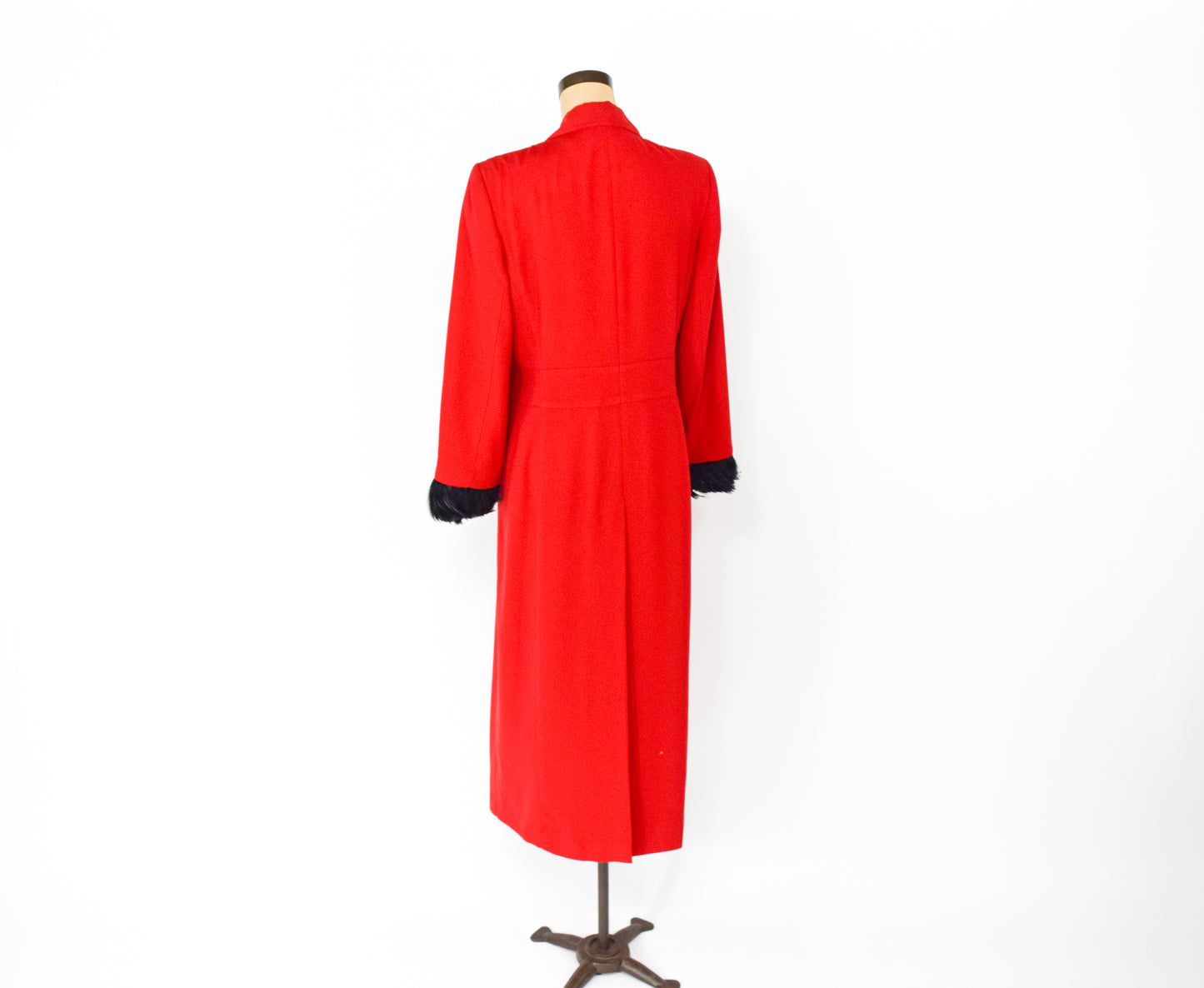 1990s Long Red Feather Coat Large