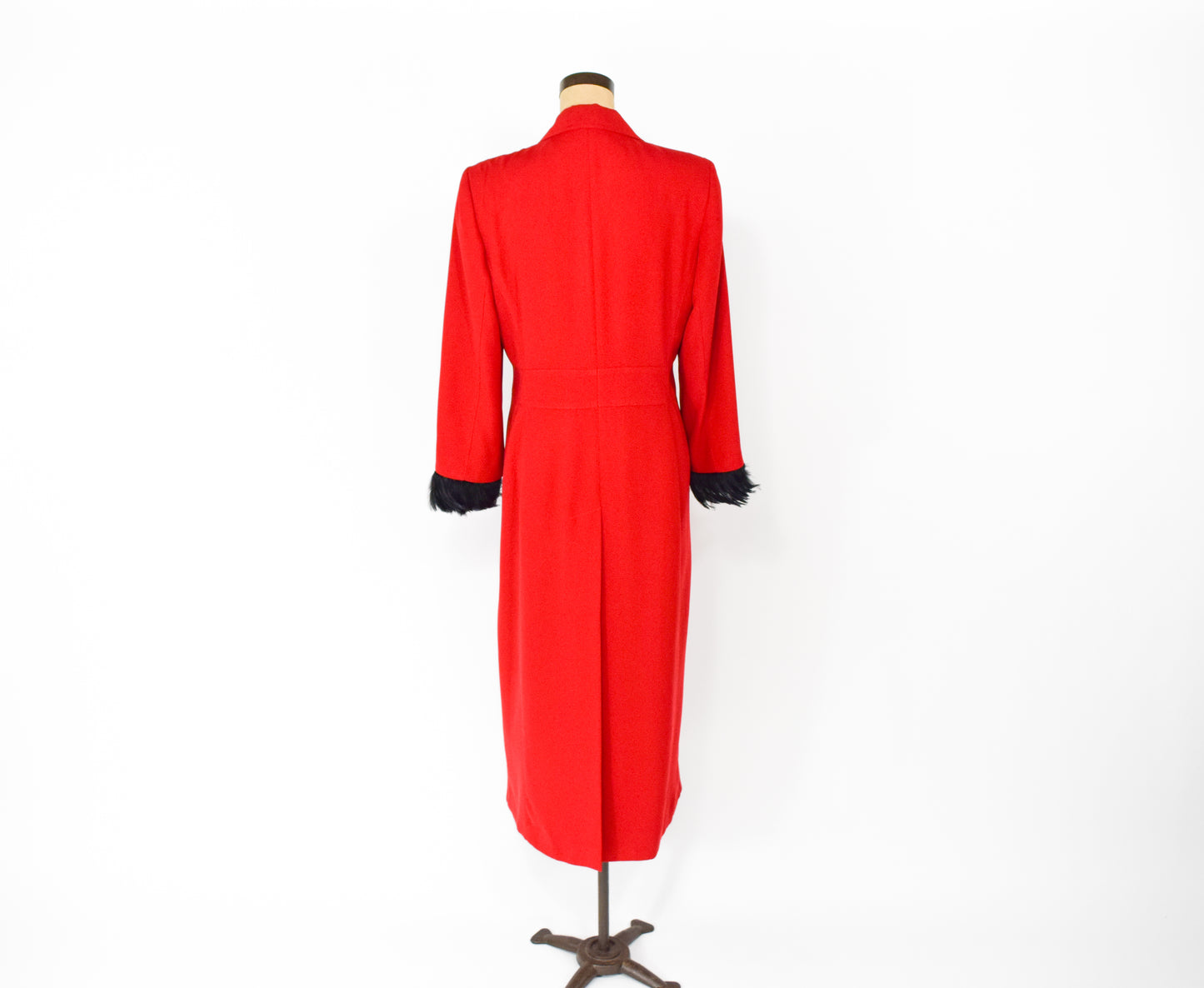 1990s Long Red Feather Coat Large