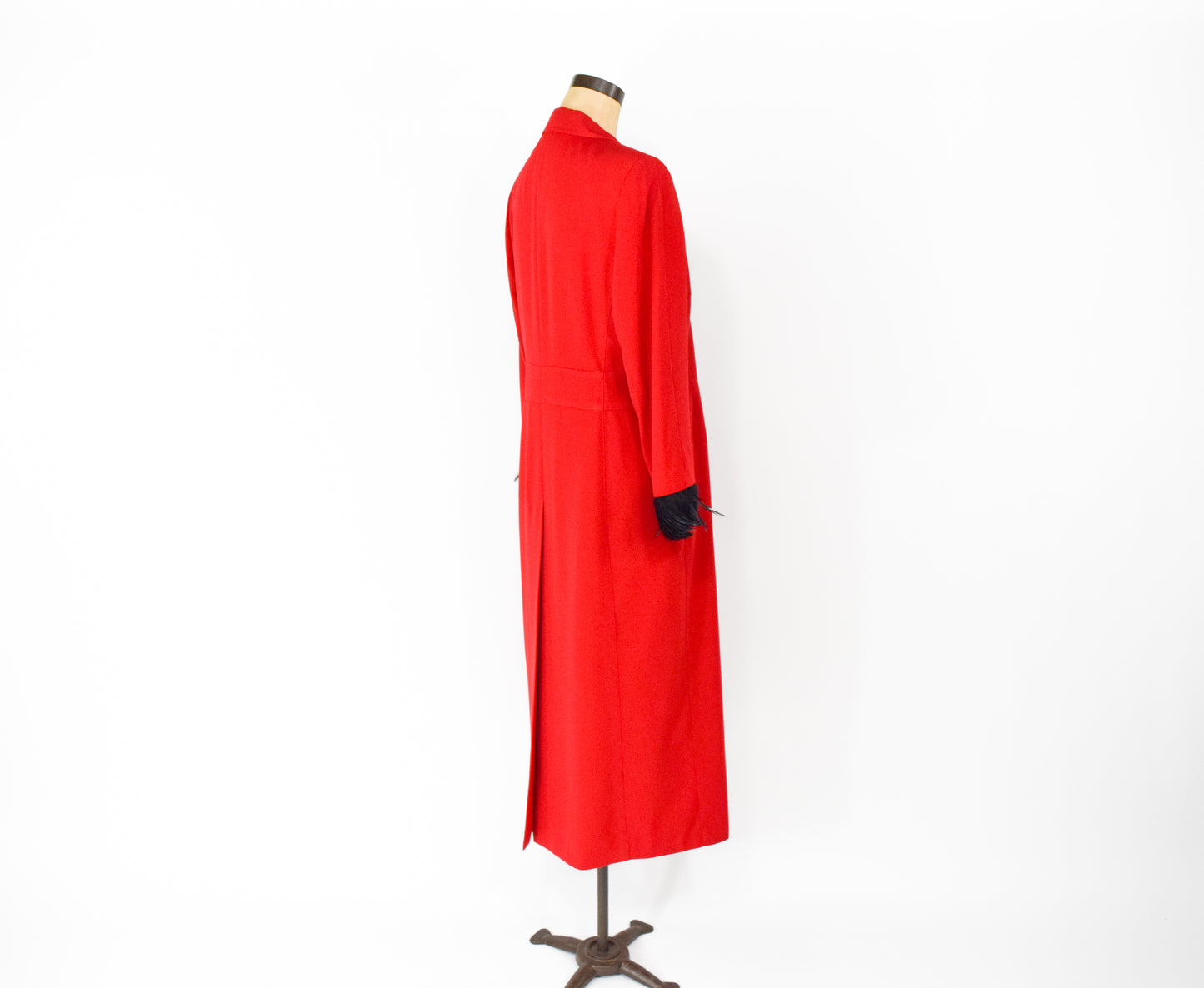 1990s Long Red Feather Coat Large