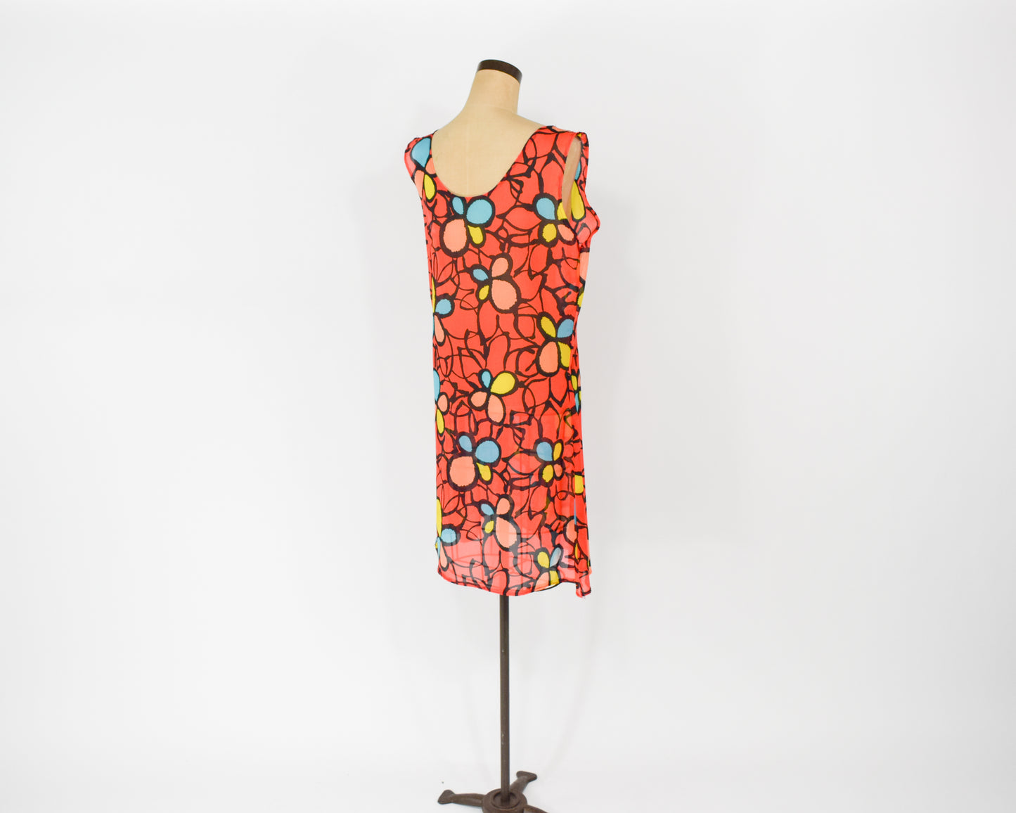 1960s Orange Print Mini Dress Large