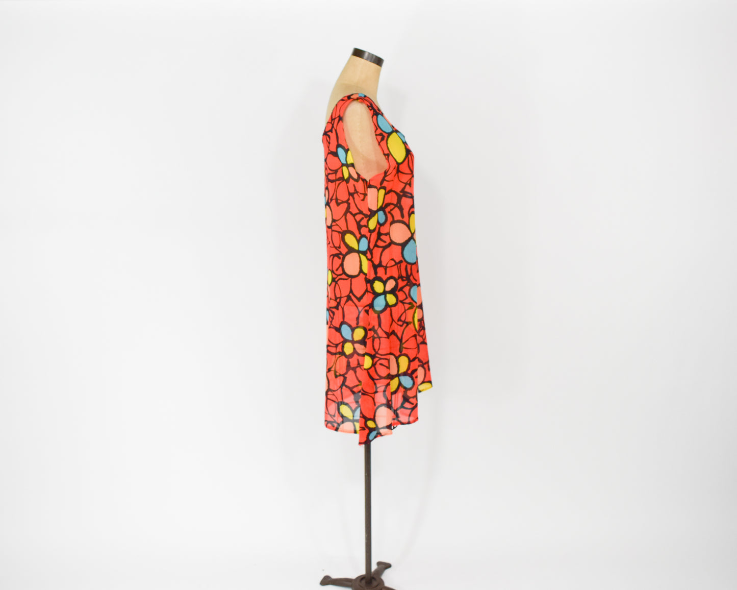 1960s Orange Print Mini Dress Large