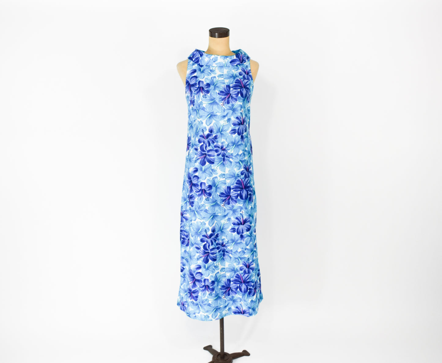 1960s Blue Hawaiian Dress Medium