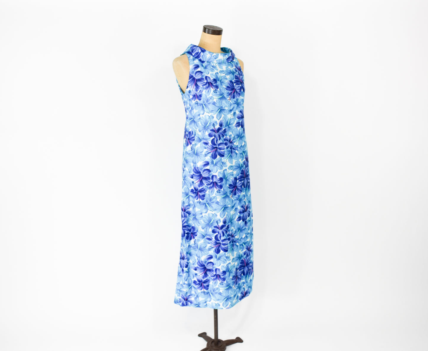 1960s Blue Hawaiian Dress Medium