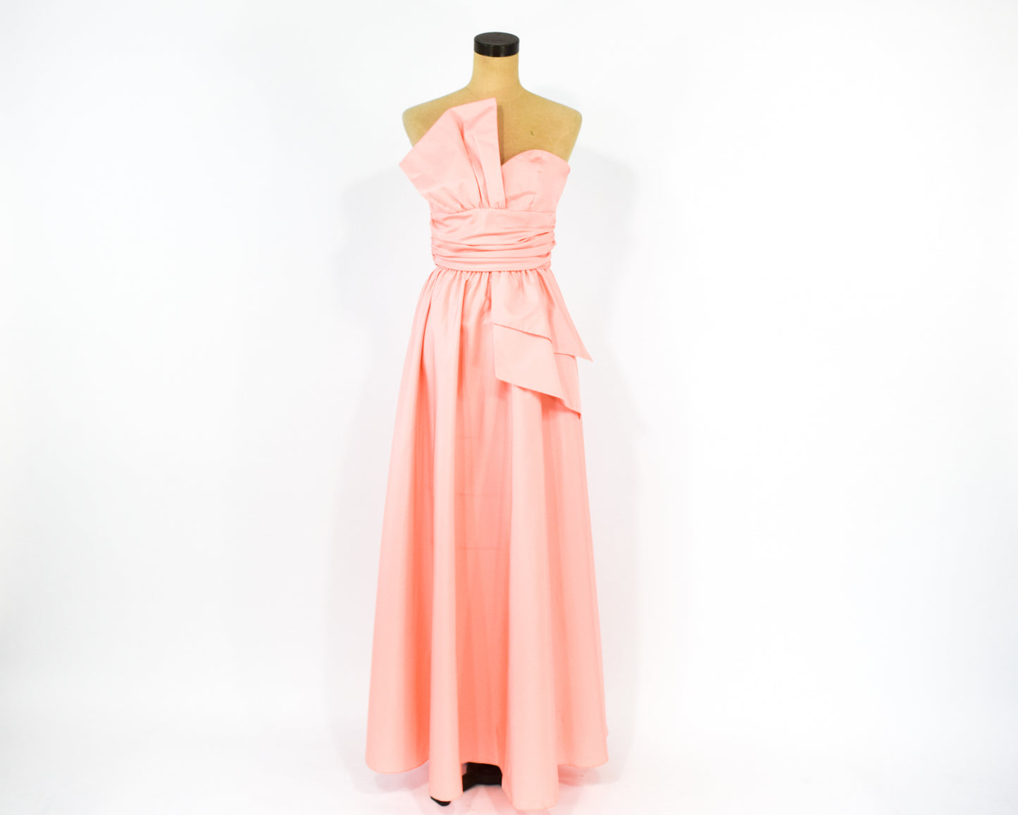 1970s Peachy Pink Strapless Prom Dress, Extra Small
