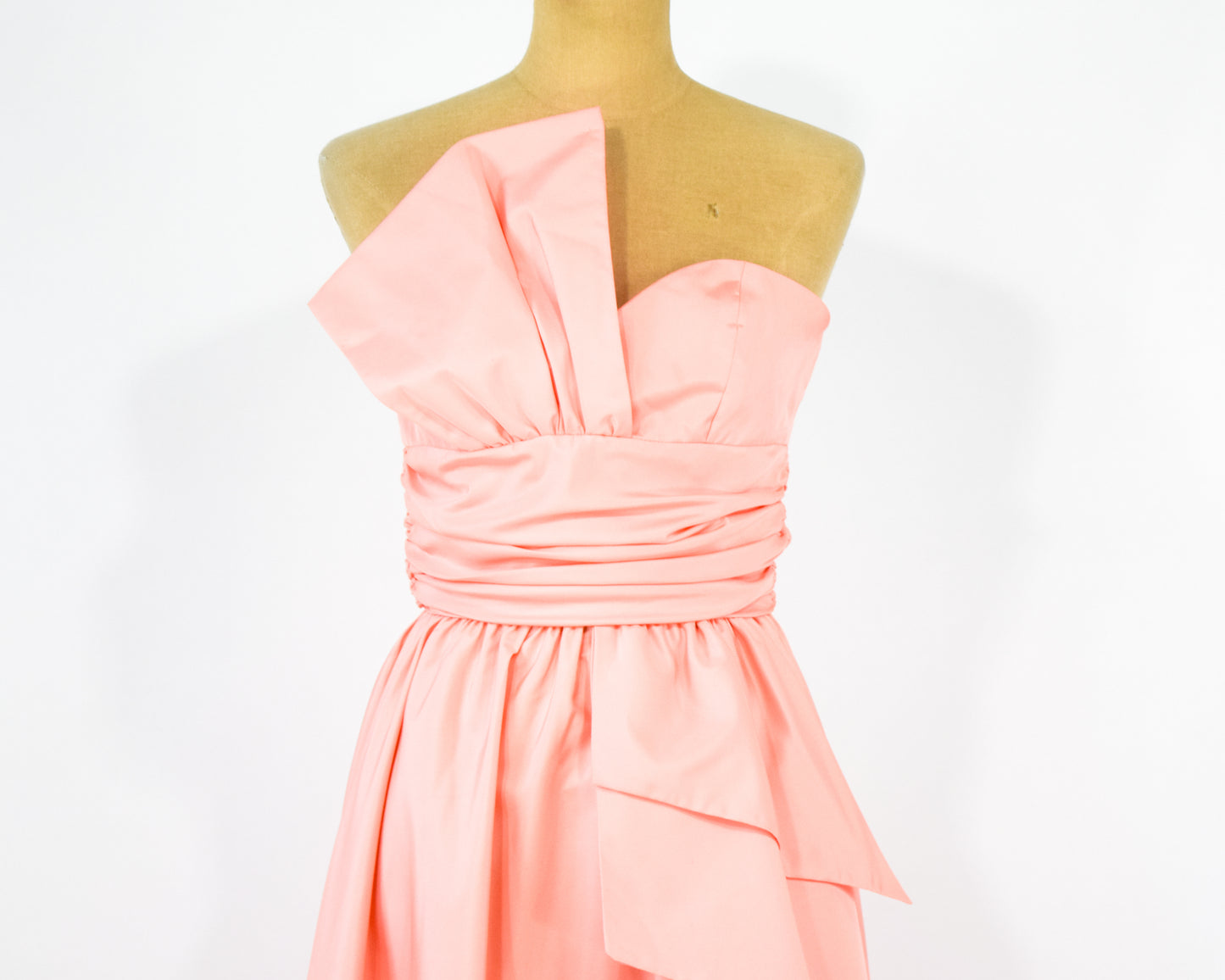 1970s Peachy Pink Strapless Prom Dress, Extra Small