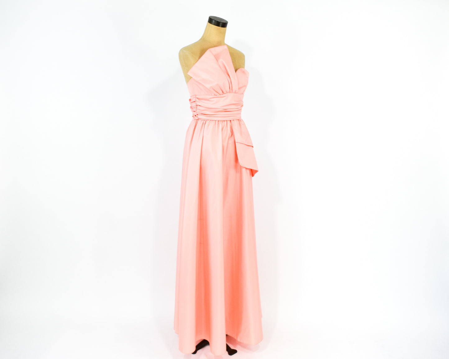 1970s Peachy Pink Strapless Prom Dress, Extra Small