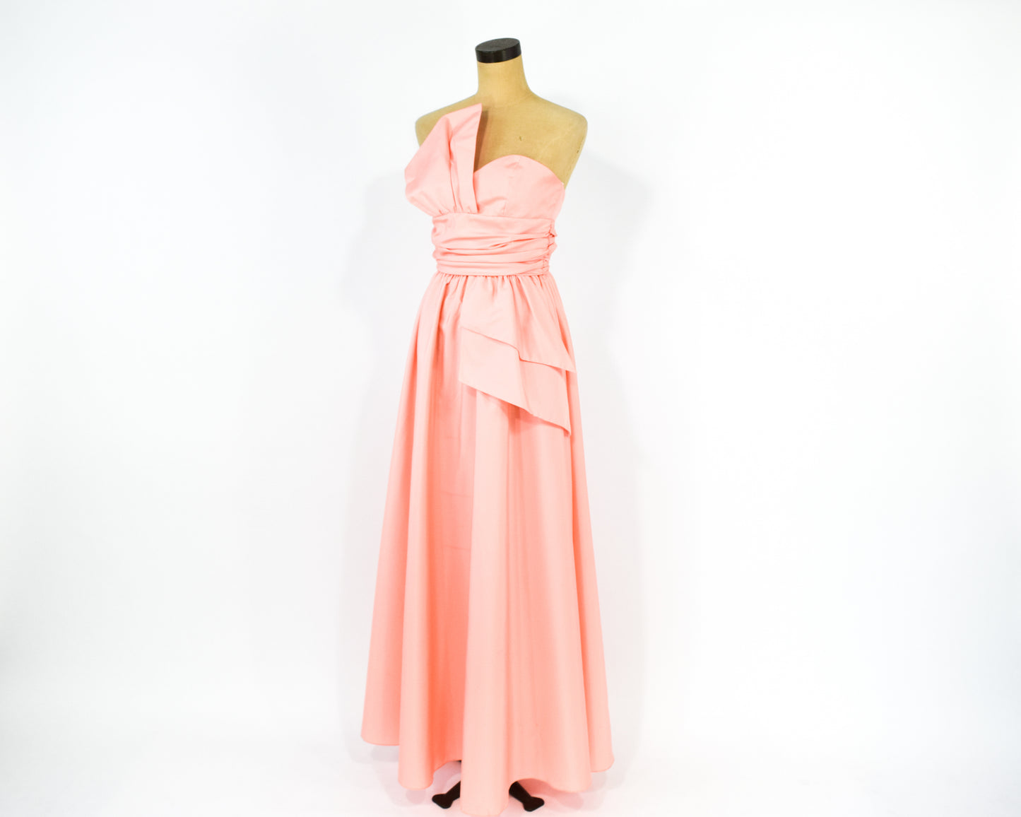 1970s Peachy Pink Strapless Prom Dress, Extra Small