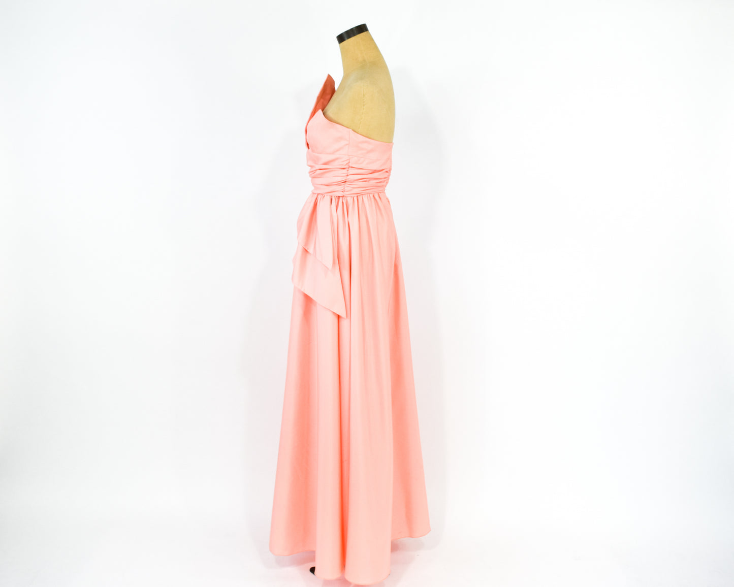 1970s Peachy Pink Strapless Prom Dress, Extra Small