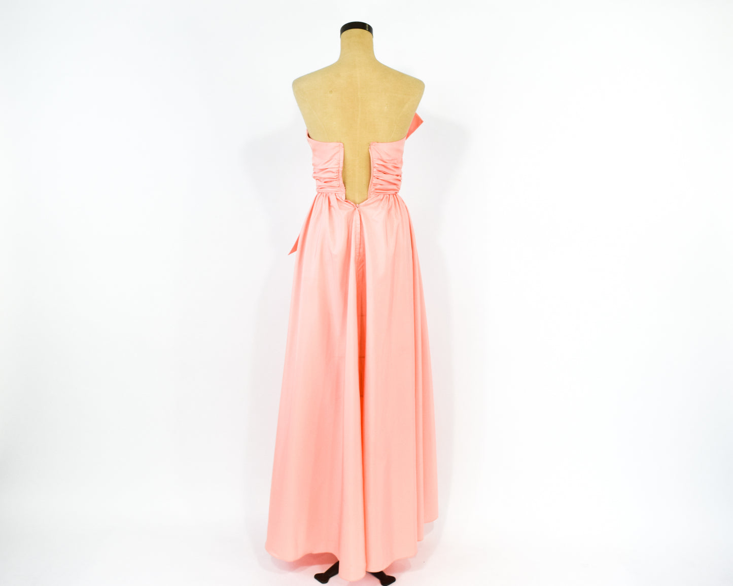 1970s Peachy Pink Strapless Prom Dress, Extra Small