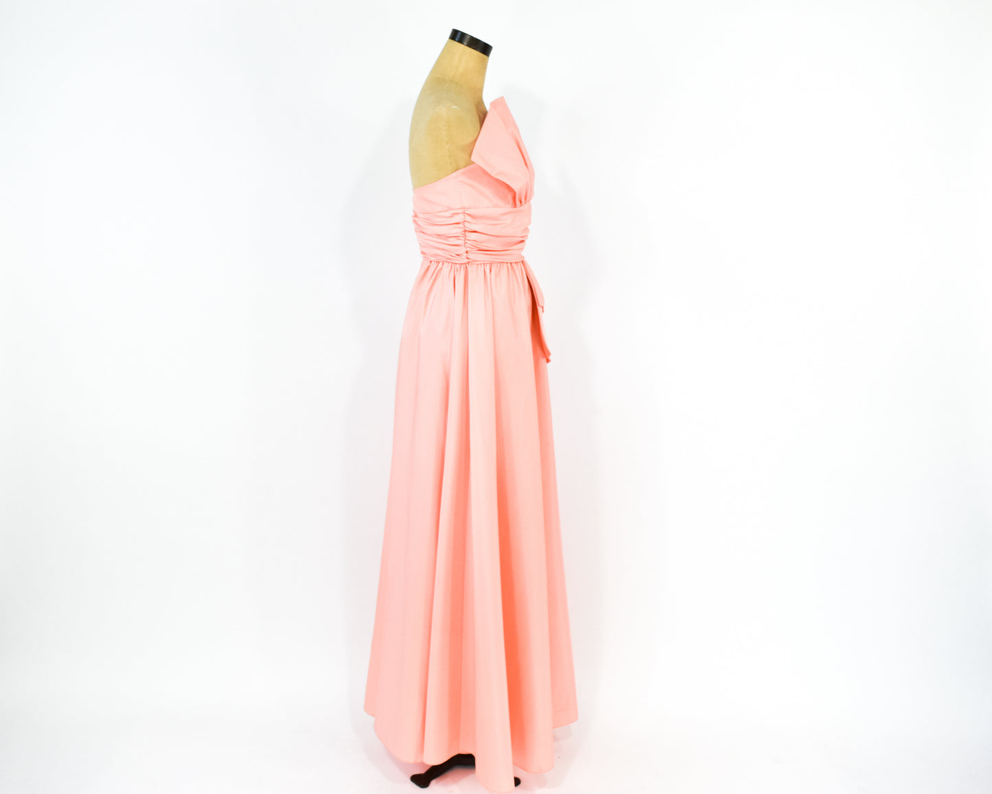 1970s Peachy Pink Strapless Prom Dress, Extra Small